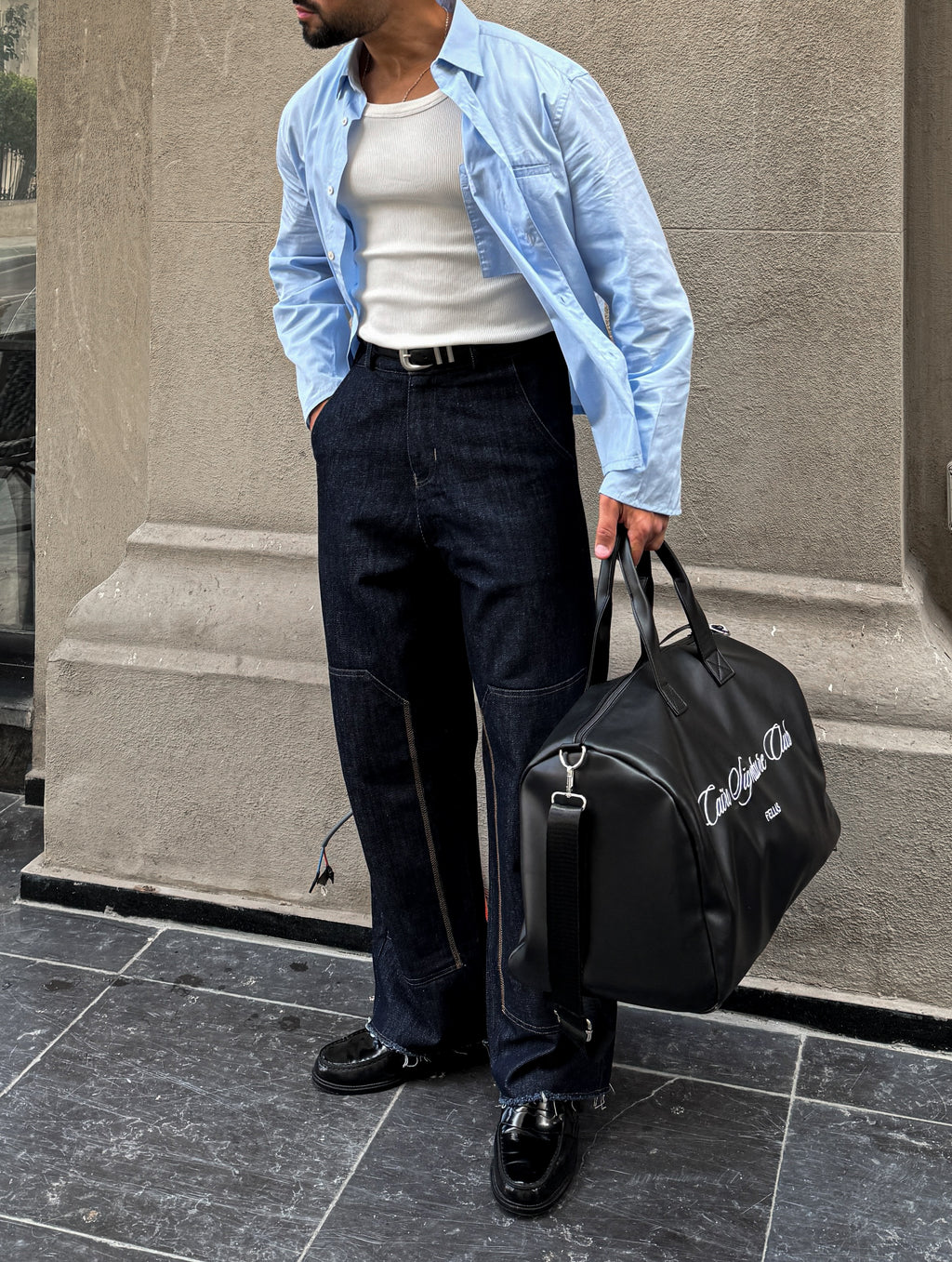 Black leather bag