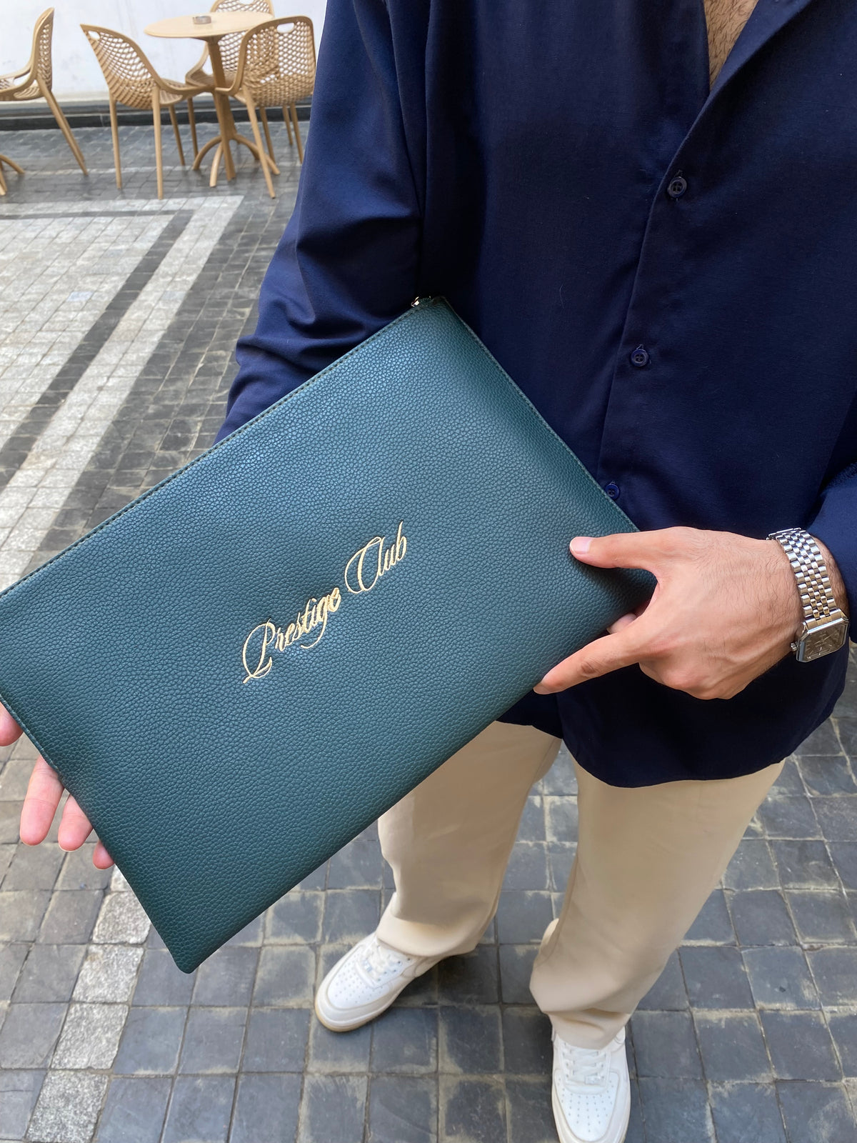 Green Textured Leather Sleeve