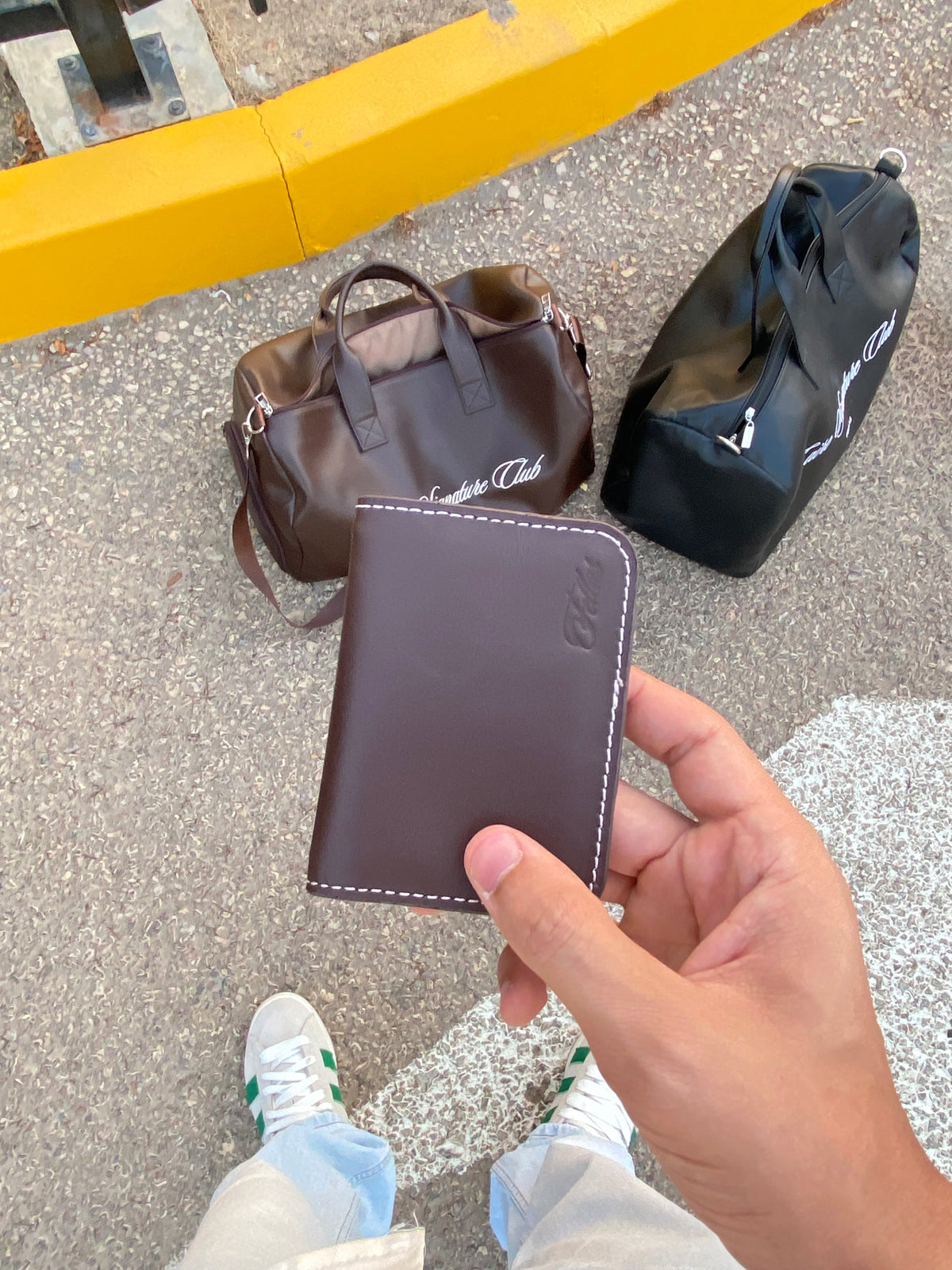 Brown leather card holder