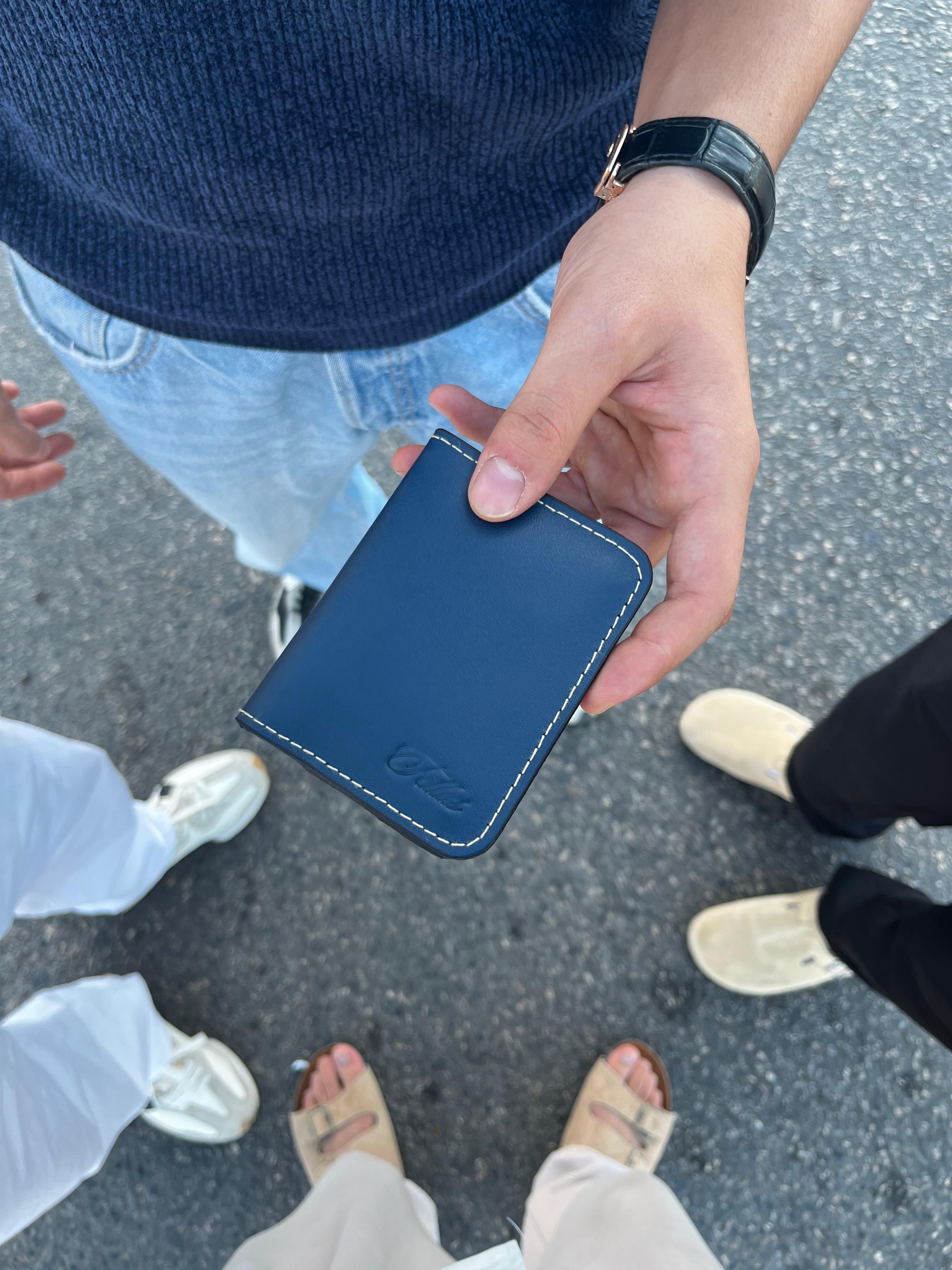 Navy leather wallet