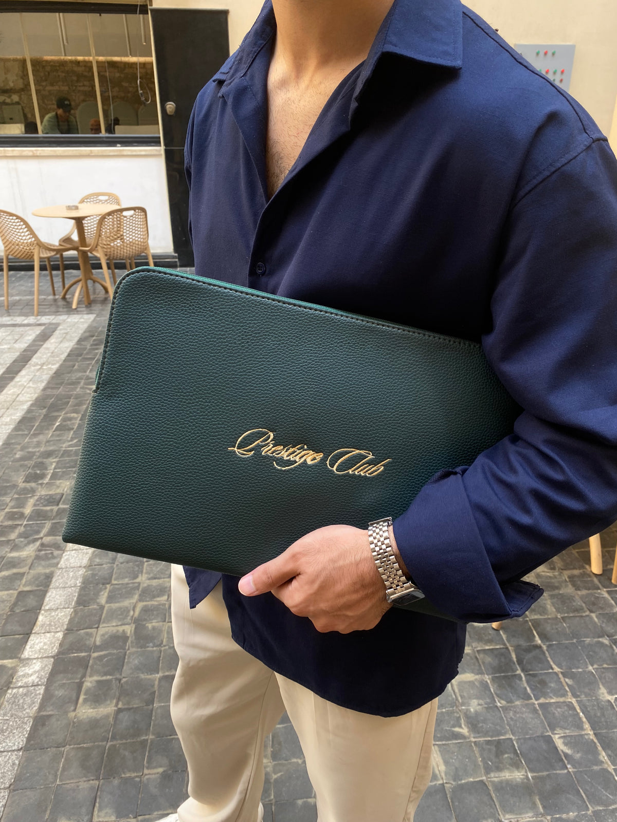Green Textured Leather Sleeve