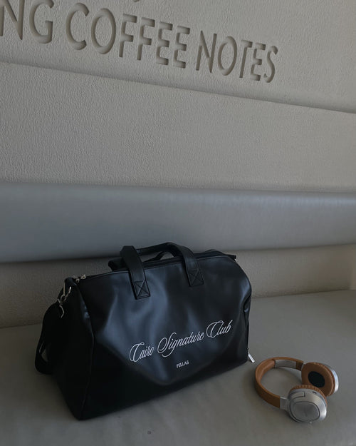 Black leather bag