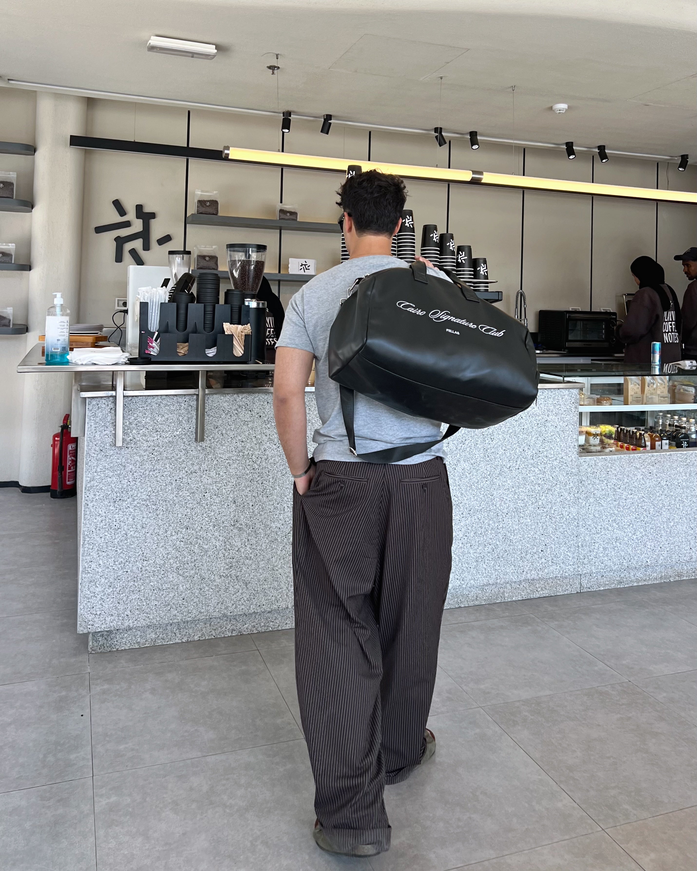 Black leather bag