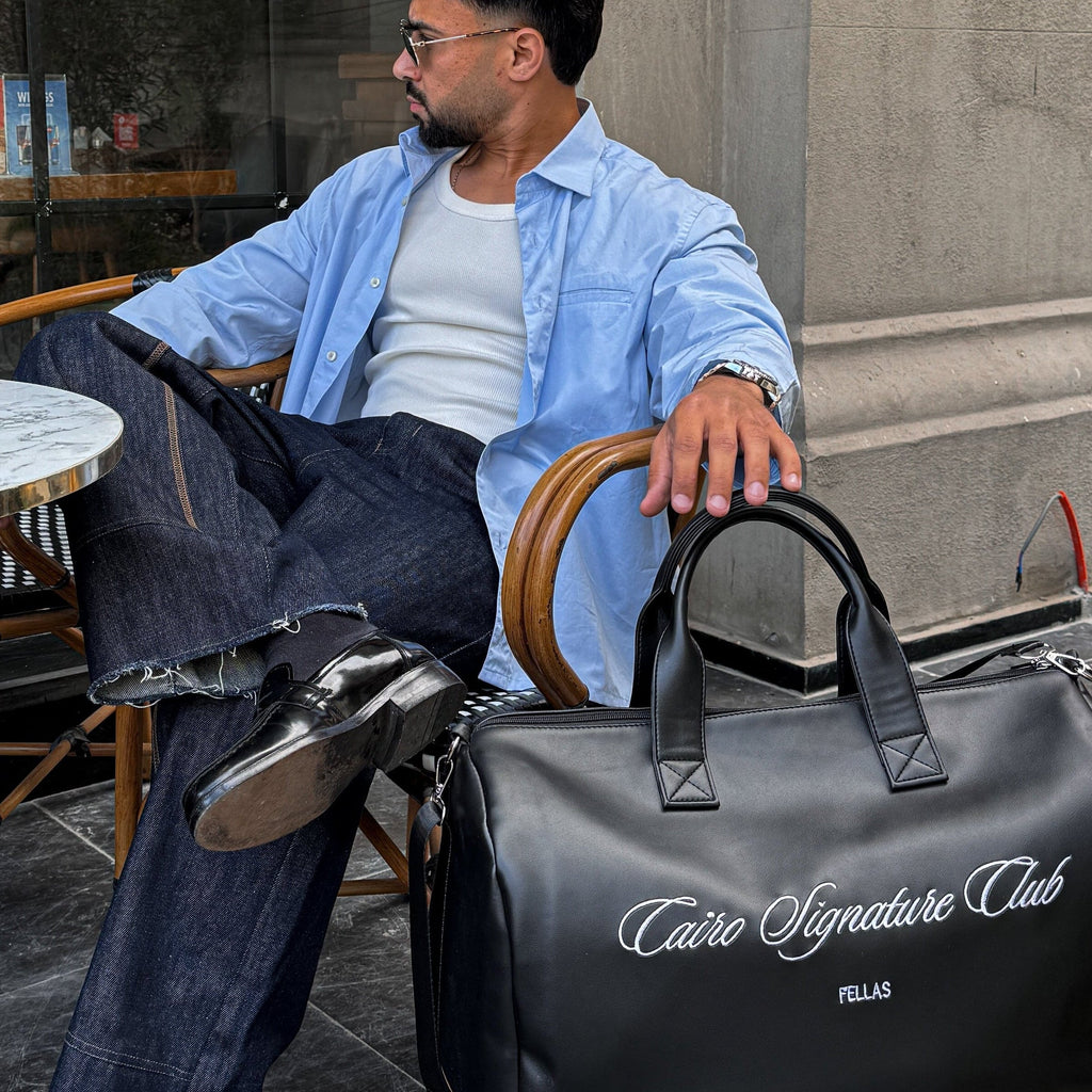 Black leather bag