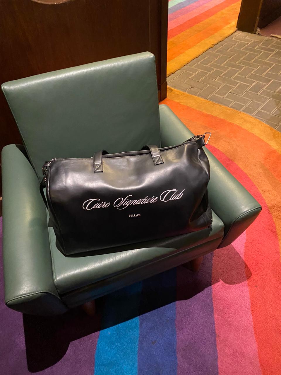 Black leather bag