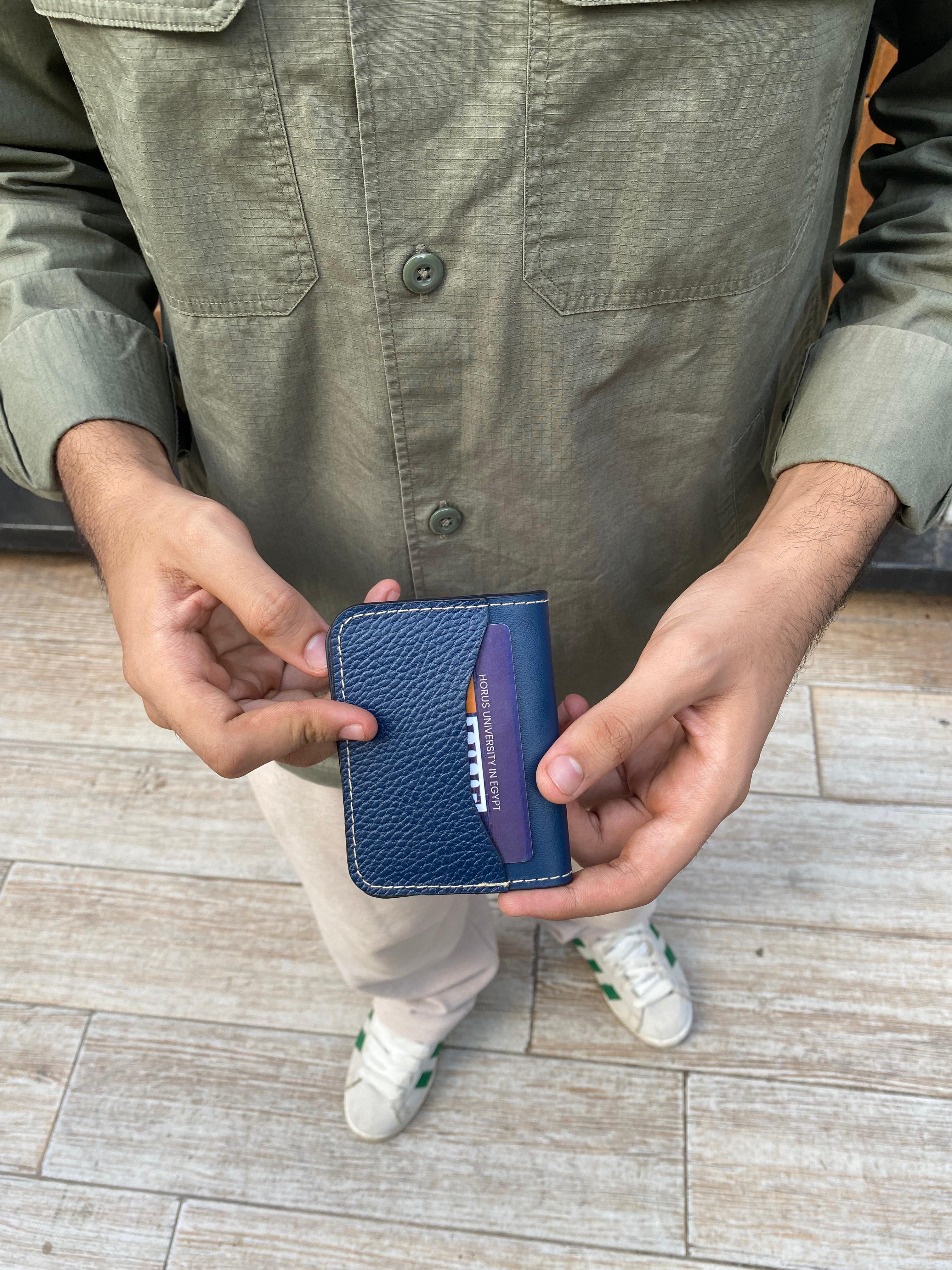 Navy leather wallet