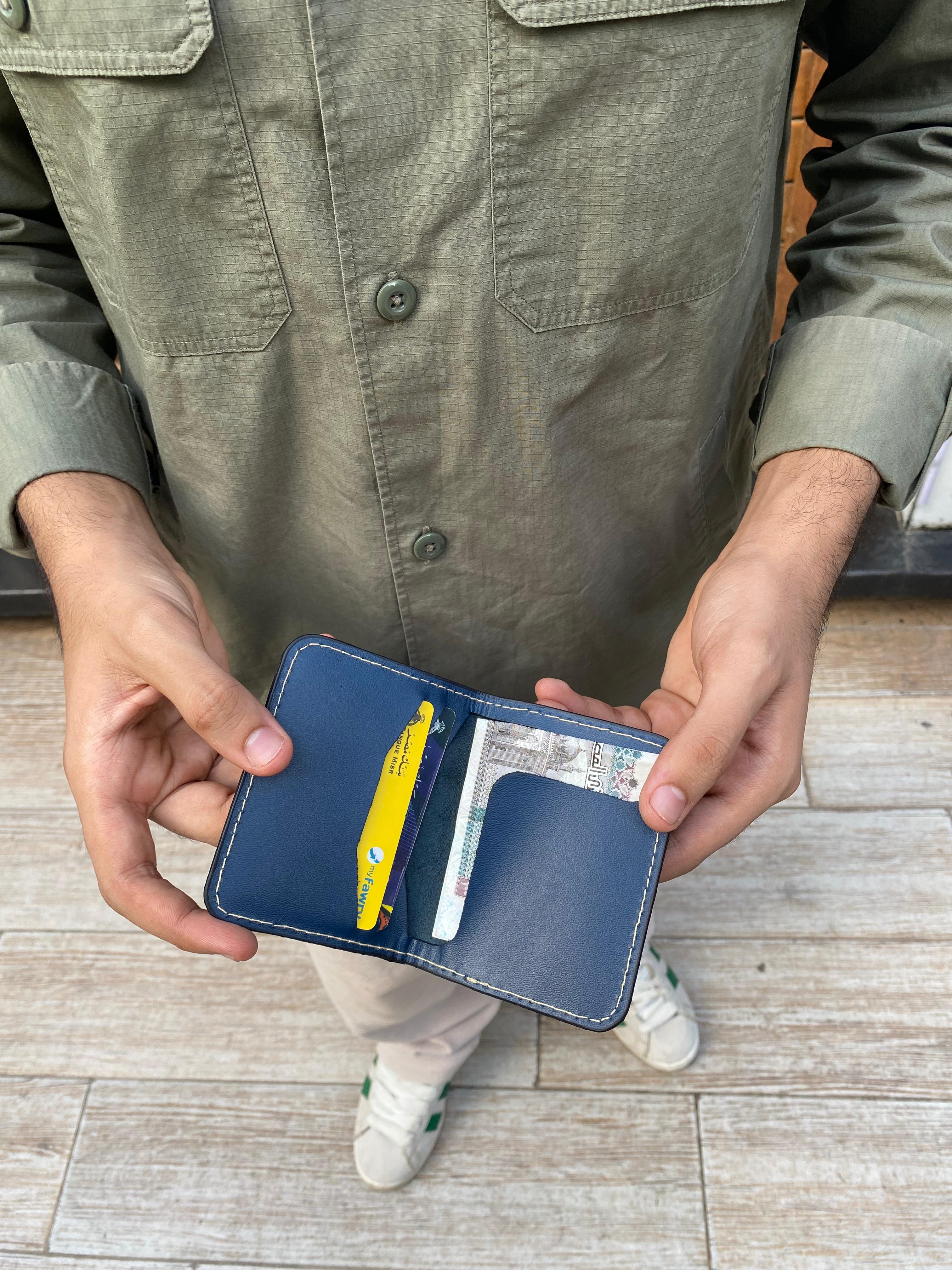 Navy leather wallet