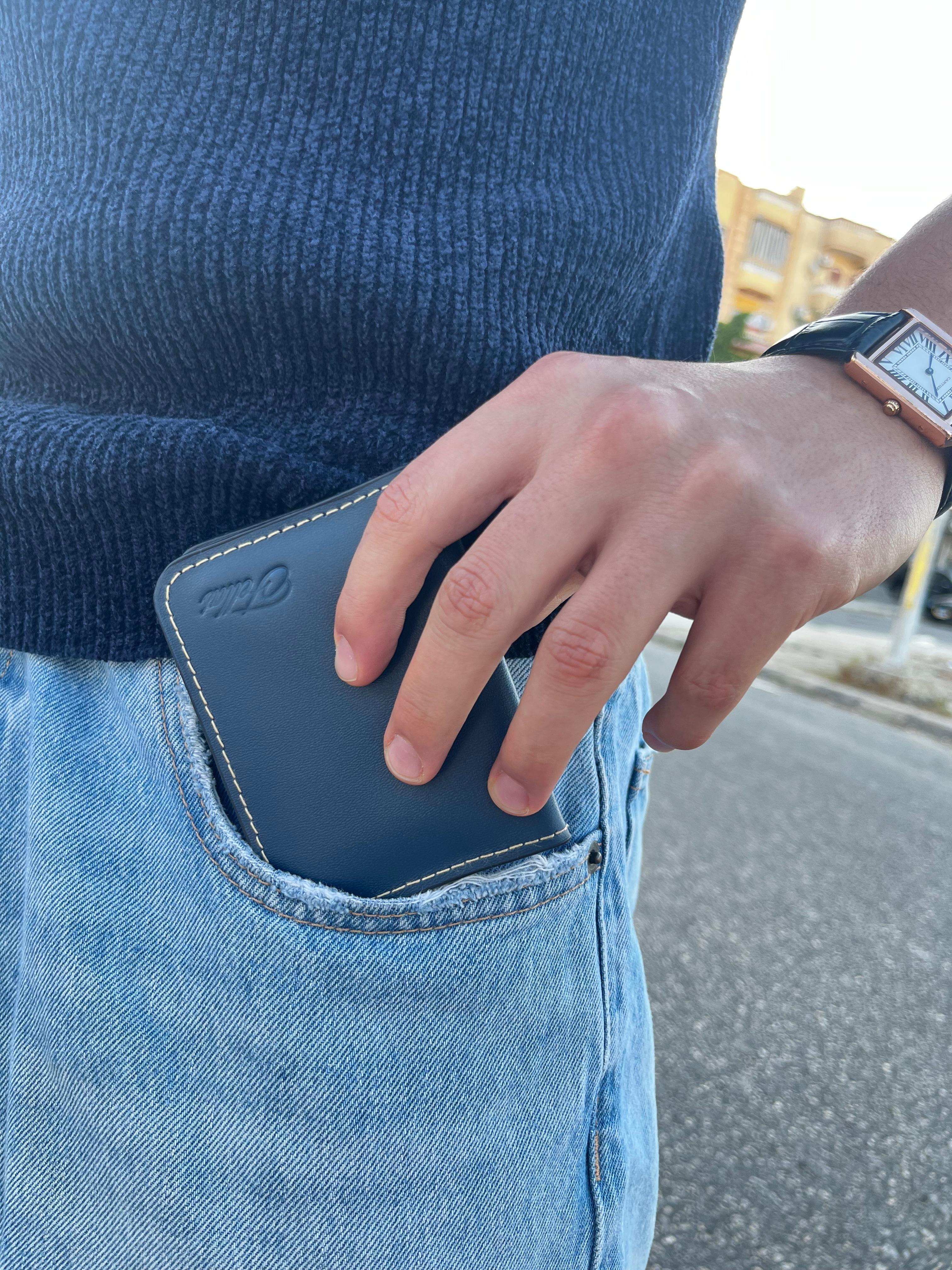 Navy leather wallet