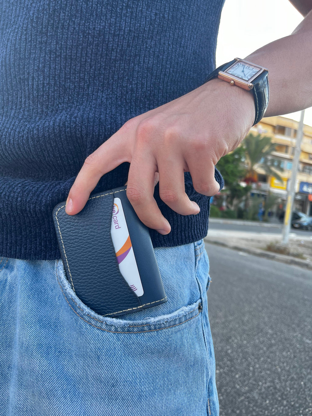 Navy leather wallet