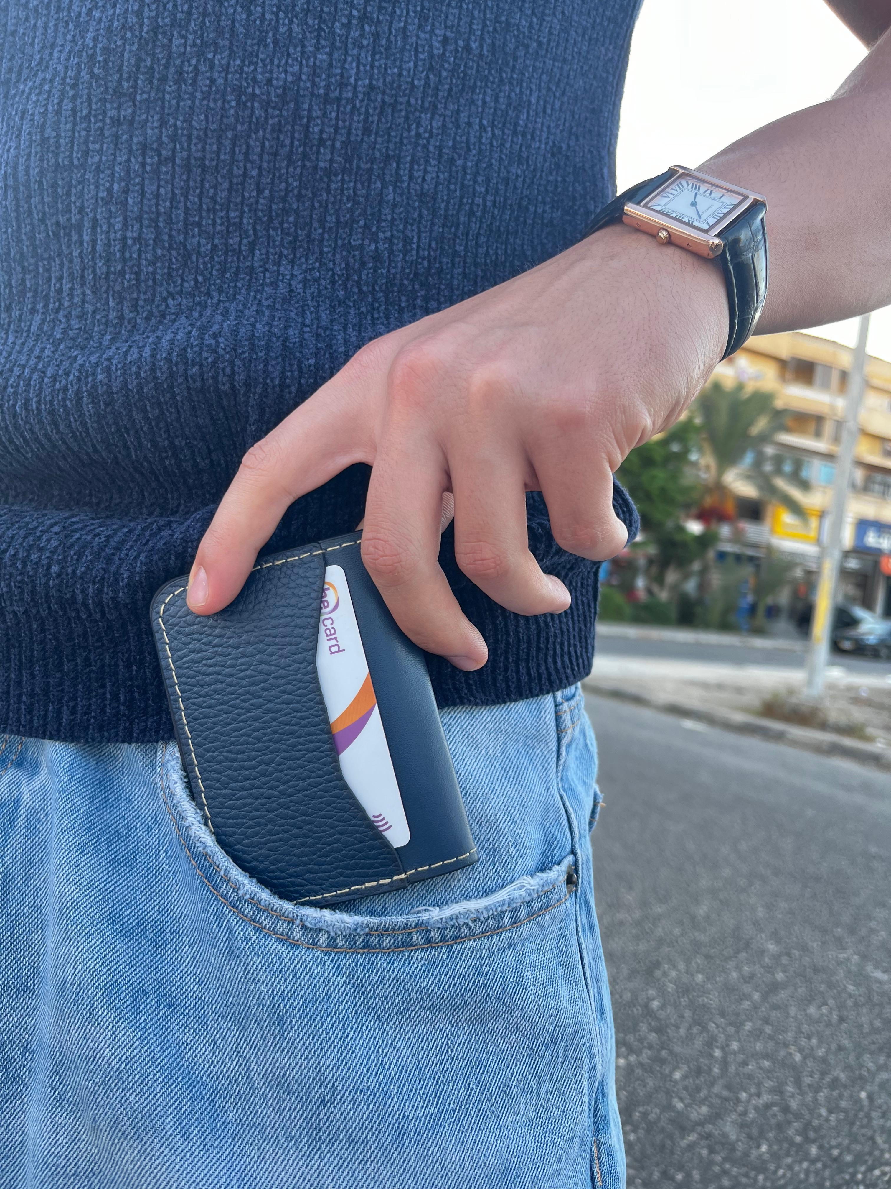 Navy leather wallet