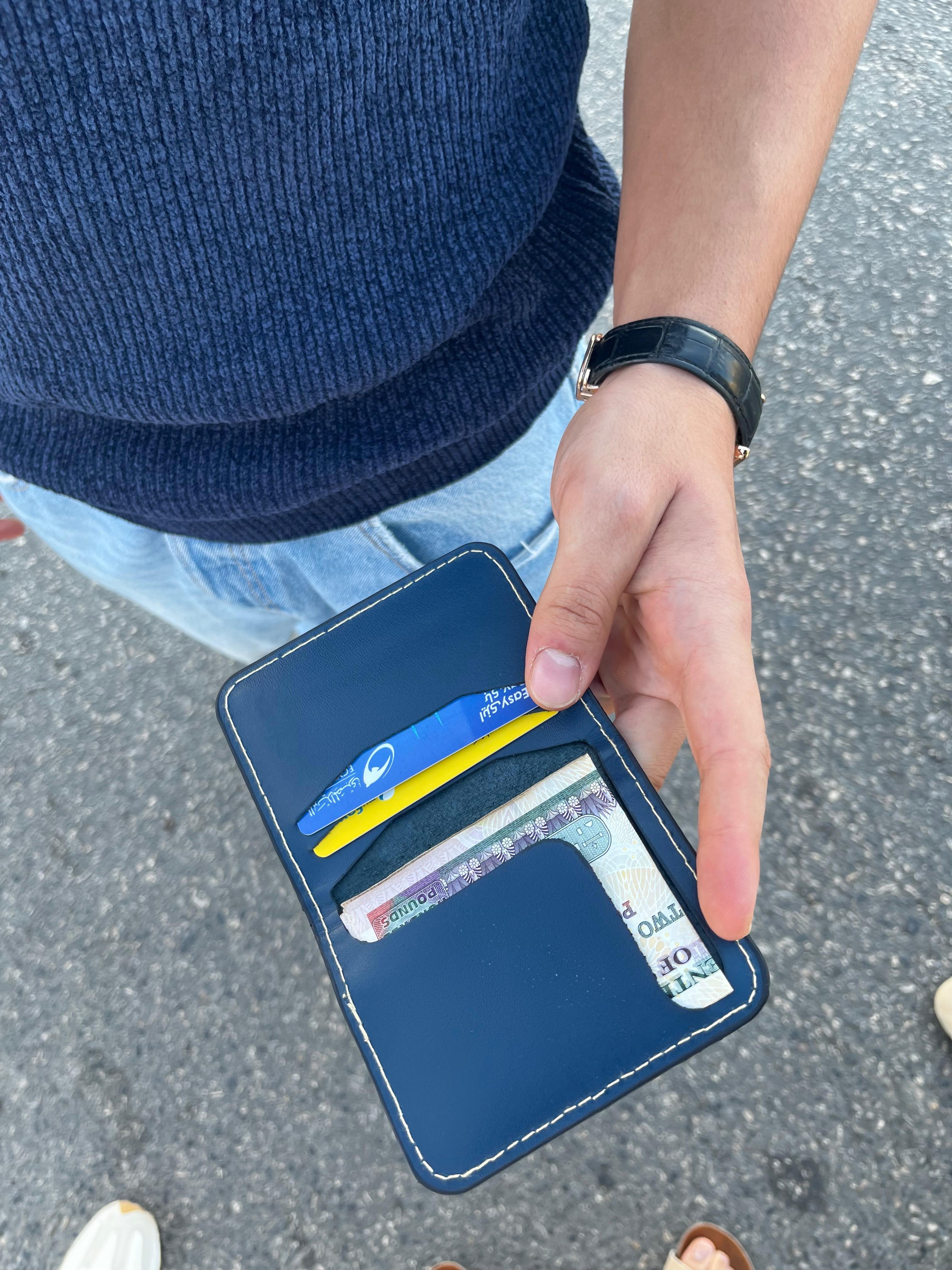 Navy leather wallet