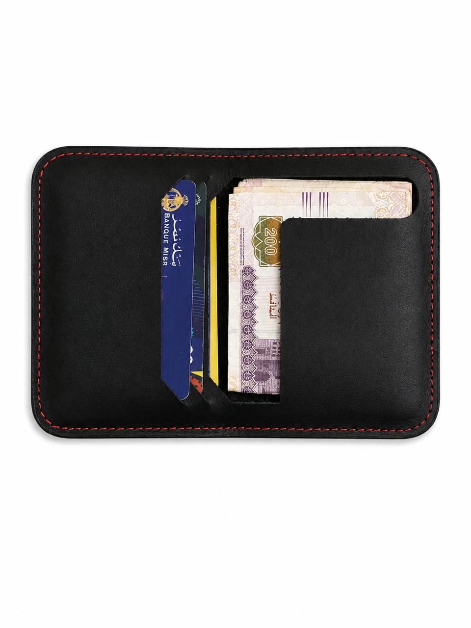 Black leather card holder