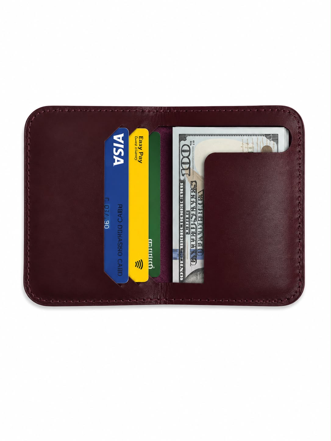 Burgundy leather card holder
