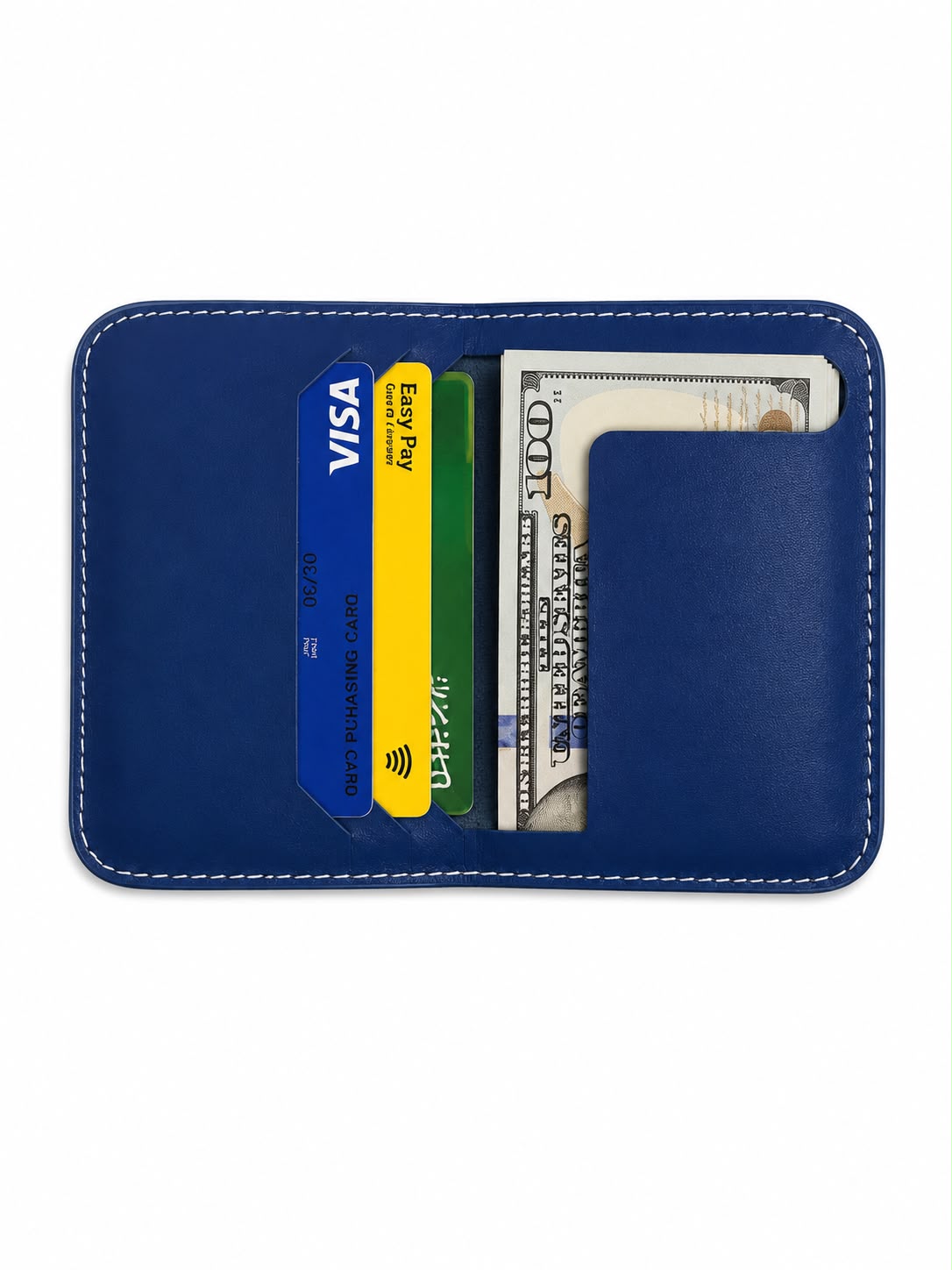 Navy leather card holder